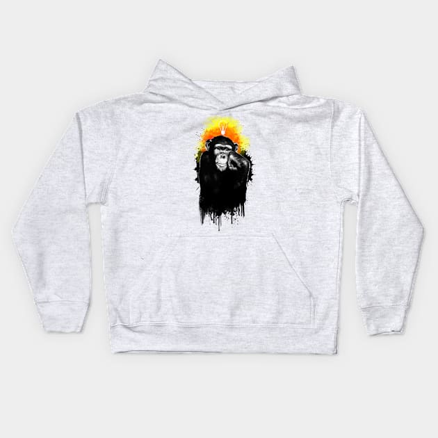 The Thinking Chimp Kids Hoodie by RogerPrice00x